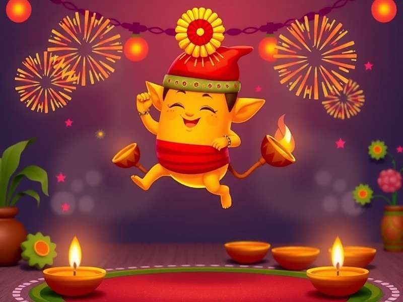 Ginger Dash during Diwali with festive decorations and fireworks